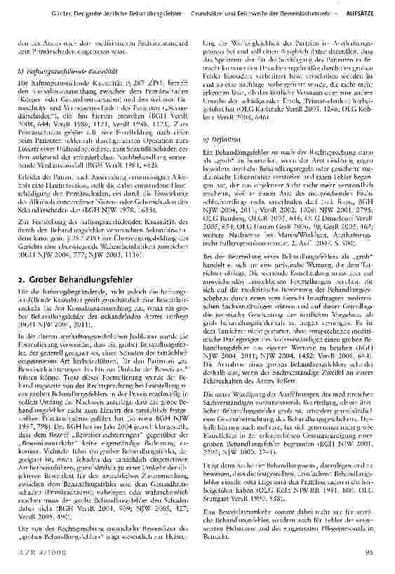 Vorschauseite 2: Der grobe ärztliche Behandlungsfehler— Grundsätze und Reichweite der Beweislastumkehr