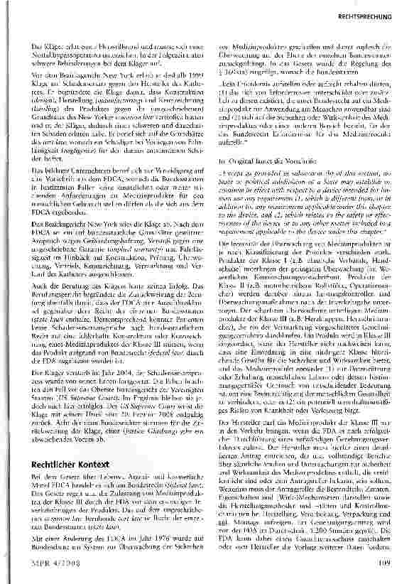 Vorschauseite 2: Ausschluss von Schadensersatzansprüchen bei FDA-geprüften Medizinprodukten