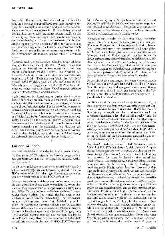 Vorschauseite 3: Ausschluss von Schadensersatzansprüchen bei FDA-geprüften Medizinprodukten