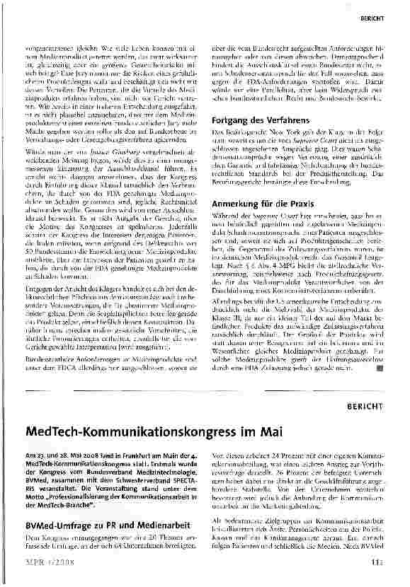 Vorschauseite 4: Ausschluss von Schadensersatzansprüchen bei FDA-geprüften Medizinprodukten