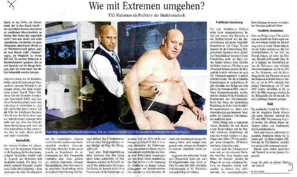 Vorschauseite 1: Wie mit Extremen umgehen?XXL-Patienten als Prüfstein der Medizintechnik