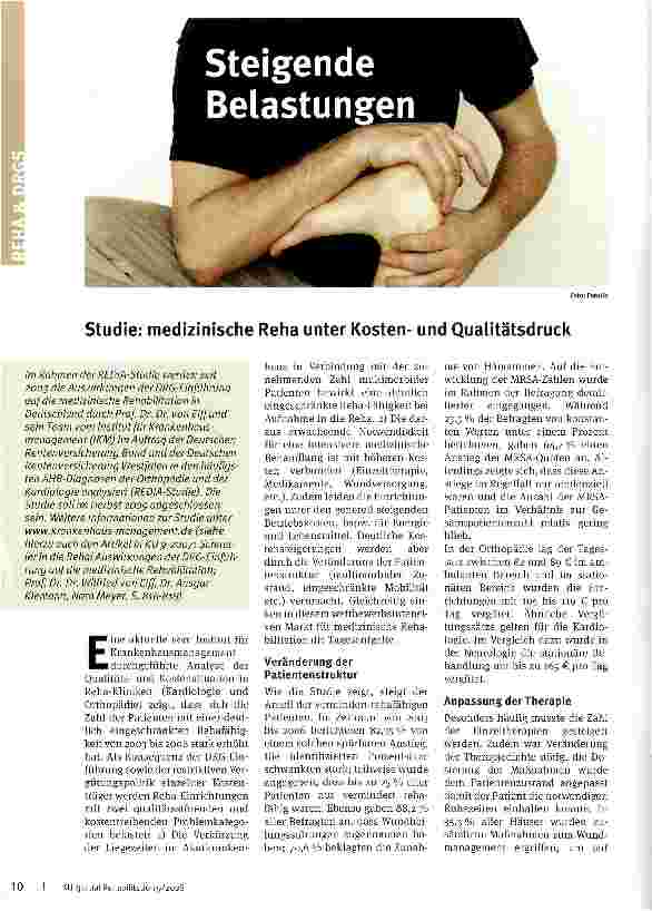 Vorschauseite 1: Steigende BelastungenStudie: medizinische Reha unter Kostenund Qualitätsdruck