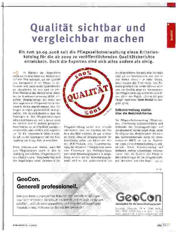 Vorschauseite 1: Qualität sichtbar und vergleichbar machen