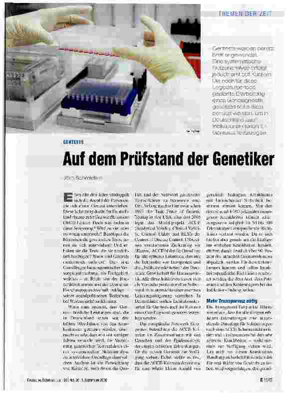 Vorschauseite 1: Auf dem Prüfstand der Genetiker