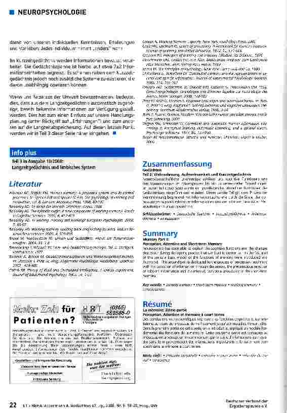 Vorschauseite 5: GedächtnisTeil 2: Wahrnehmung, Aufmerksamkeit und Kurzzeitgedächtnis