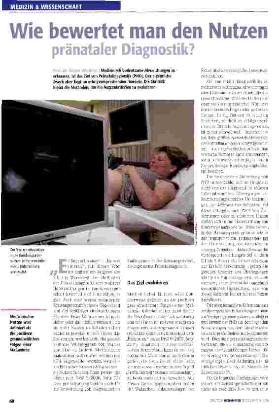 Vorschauseite 1: Wie bewertet man den Nutzen pränataler Diagnostik?