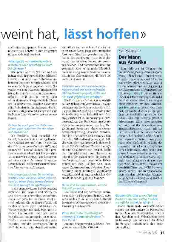 Vorschauseite 2: «Dass Alex Frei öffentlich geweint hat lässt hoffen»Interview mit Ron Halbright