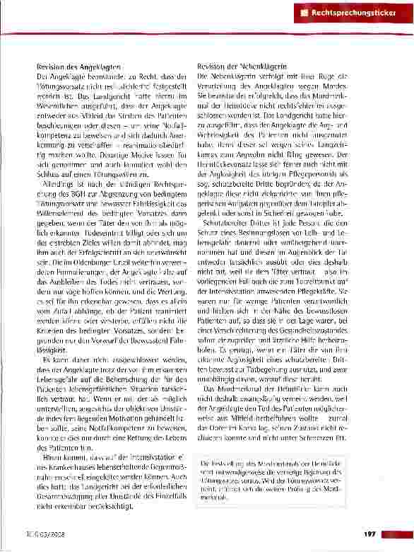 Vorschauseite 2: Heimtückische Tötung eines bewusstlosen Patienten im Krankenhaus