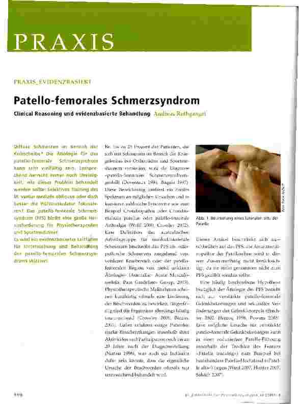 Vorschauseite 1: Patello-femorales Schmerzsyndrom Clinical Reasoning und evidenzbasierte Behandlung