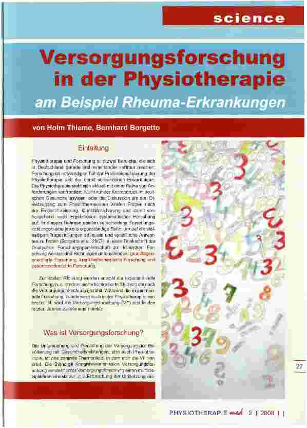 Vorschauseite 1: Versorgungsforschung in der Physiotherapie am Beispiel Rheuma-Erkrankungen
