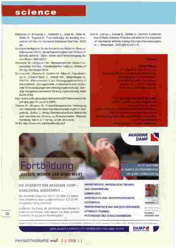Vorschauseite 6: Versorgungsforschung in der Physiotherapie am Beispiel Rheuma-Erkrankungen