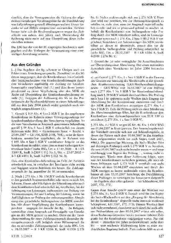 Vorschauseite 2: Zeitlicher Anwendungsbereich des § 275 Abs. 1 c Satz 2 SGB V