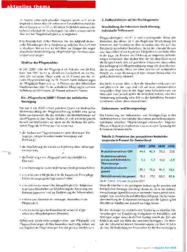Vorschauseite 2: Wie entwickelt sich der Pflegemarkt?