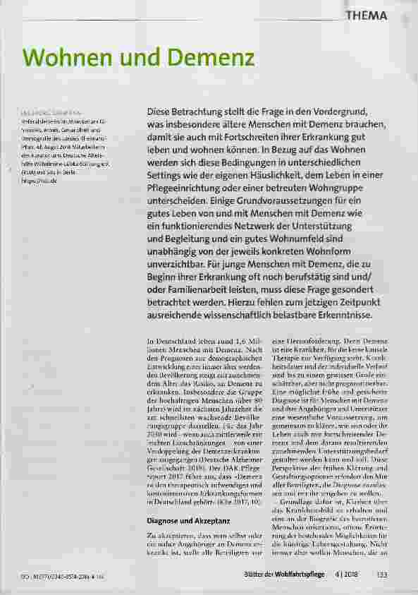 Vorschauseite 1: Wohnen und Demenz
