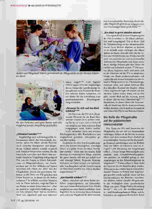Vorschauseite 3: Das kranke Kind auf der Intensivstation: Bedürfnisse der Eltern und der pflegerische Auftrag*