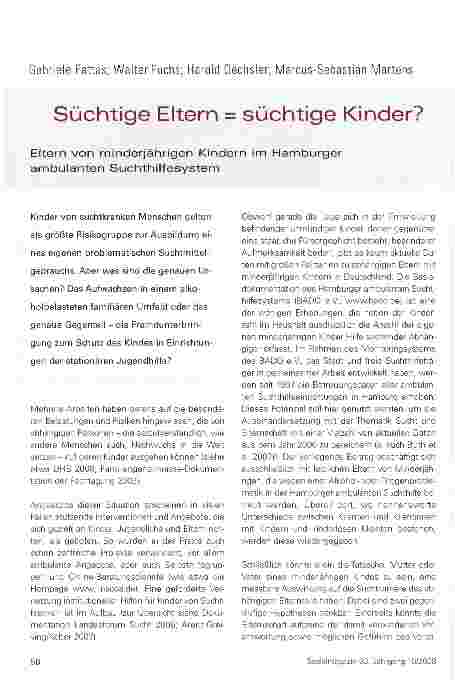 Vorschauseite 1: Süchtige Eltern = süchtige Kinder? Eltern von minderjährigen Kindern im Hamburger ambulanten Suchthilfesystem