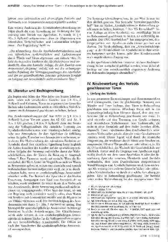 Vorschauseite 2: Das Verbot offener Türen — Ein Fremdkörper in der heutigen Apothekenwelt