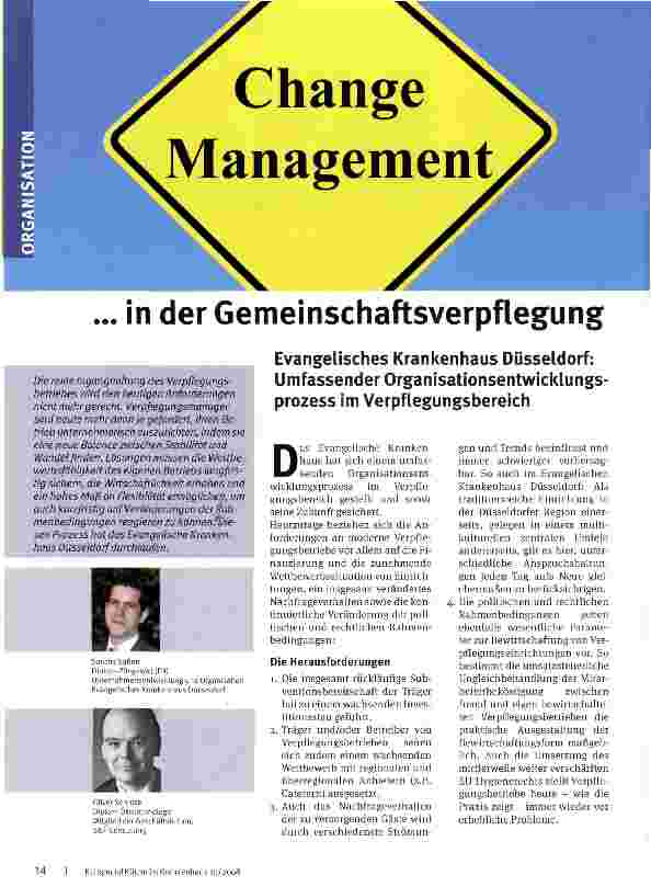 Vorschauseite 1: Change Managemenz in der GemeinschaftsverpflegungEvangelisches Krankenhaus Düsseldorf: Umfassender Organisationsentwicklungs-prozess im Verpflegungsbereich