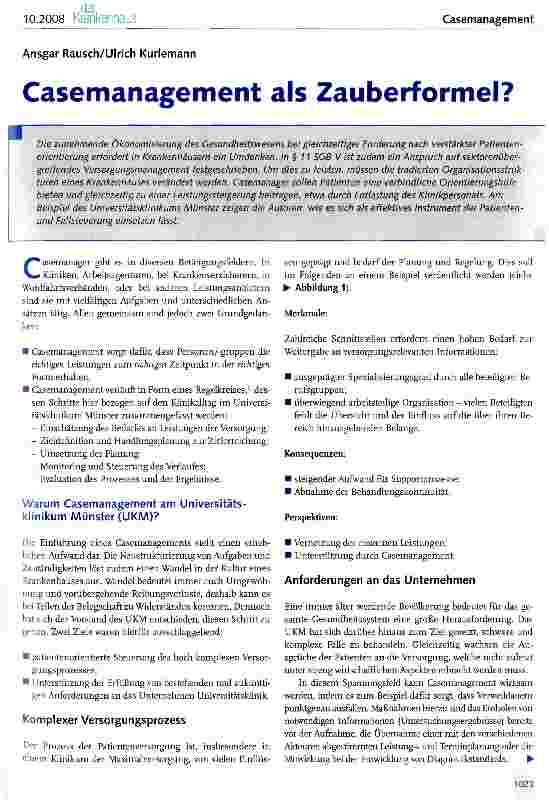 Vorschauseite 1: Casemanagement als Zauberformel?