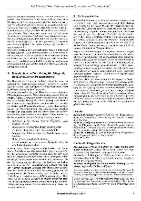 Vorschauseite 6: Ethik in der Pflege Gestaltungsvorschläge für ein „schwieriges Thema im Unterricht