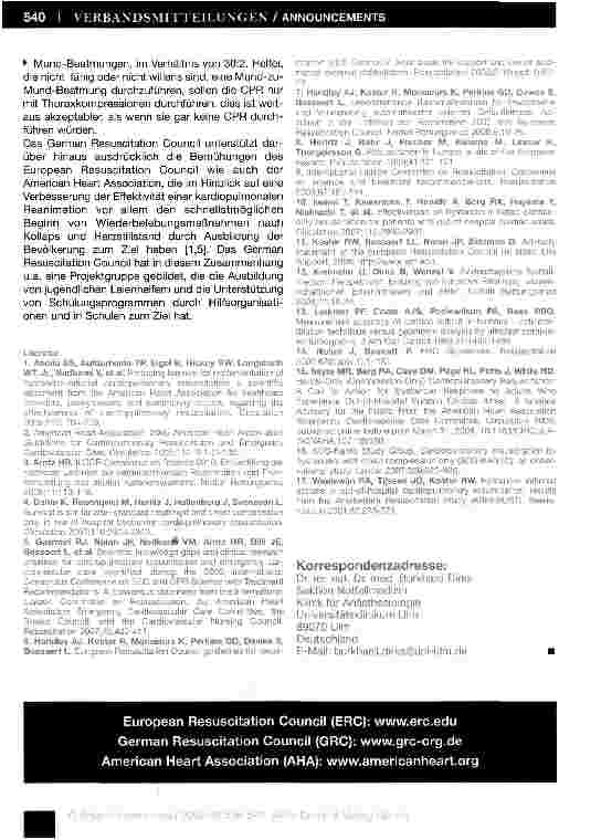 Vorschauseite 5: Hand aufs Herz - Thoraxkompression ohne Beatmung bei der Laienreanimation?