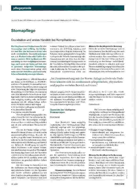 Vorschauseite 1: Stomapflege Grundsätze und erstes Handeln bei Komplikationen