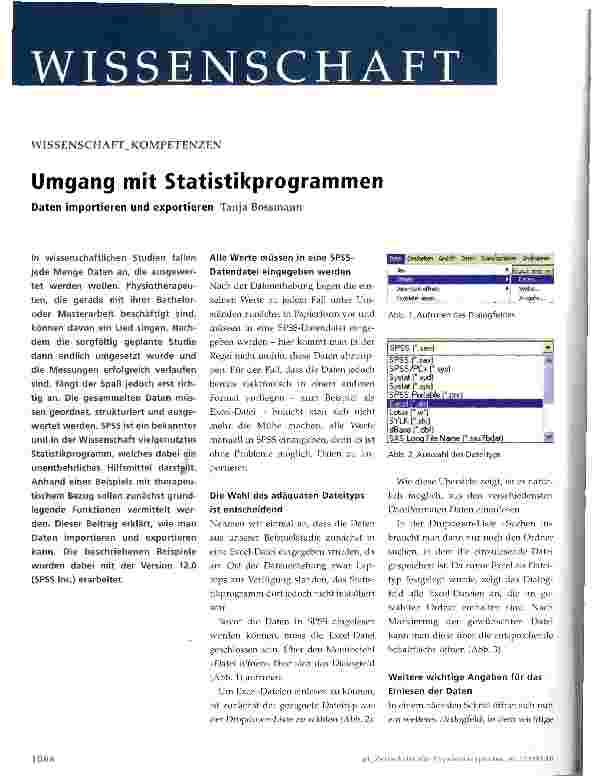 Vorschauseite 1: Umgang mit Statistikprogrammen Daten importieren und exportieren
