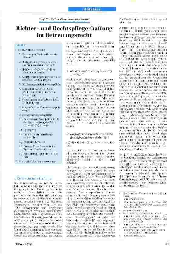 Vorschauseite 1: Richterund Rechtspflegerhaftung im Betreuungsrecht