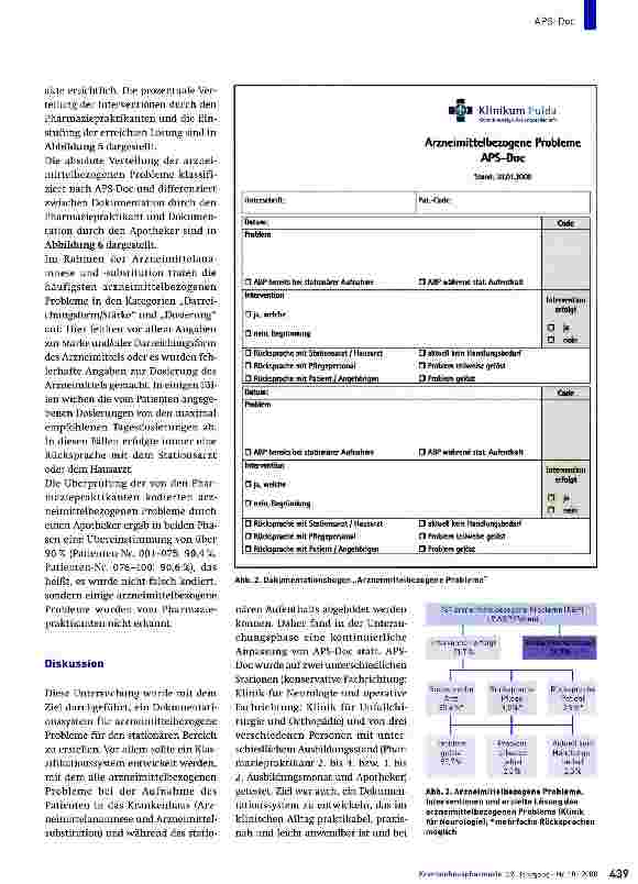 Vorschauseite 5: Entwicklung eines Dokumentationssystems für arzneimittelbezogene Probleme im stationären Bereich (APS-Doc)