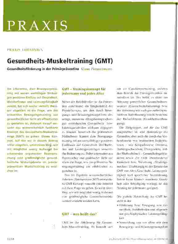 Vorschauseite 1: Gesundheits-Muskeltraining (GMT)
