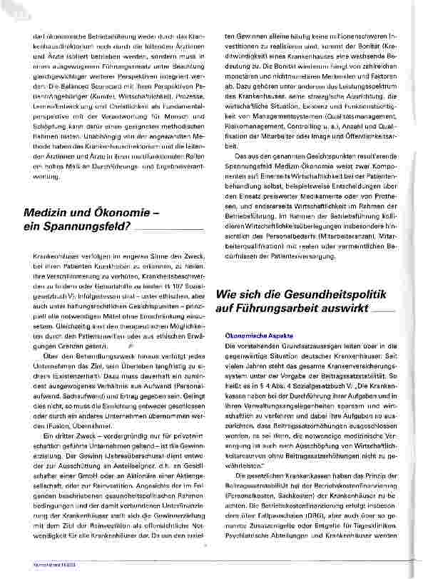 Vorschauseite 2: Medizin, Management und Ökonomie