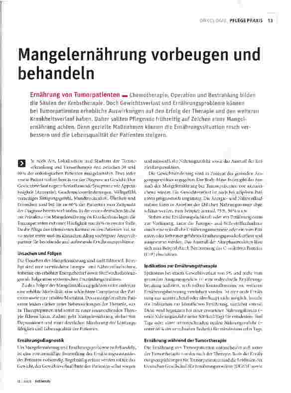 Vorschauseite 2: Mangelernährung vorbeugen und behandeln