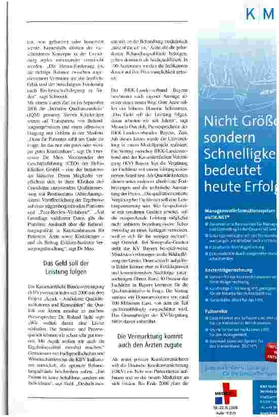 Vorschauseite 2: Auf der Jagd nach guten ÄrztenDie Qualität von Ärzten und Kliniken messen zu können, wird immer wichtigen An Ansätzen und Methoden mangelt es nicht