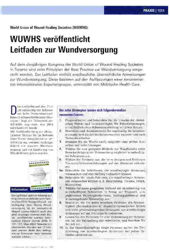 Vorschauseite 1: WUWHS veröffentlicht Leitfaden zur Wundversorgung