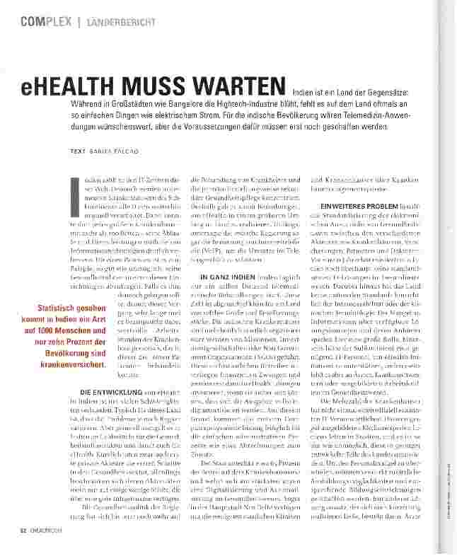 Vorschauseite 1: eHEALTH MUSS WARTEN