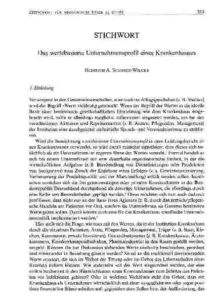 Vorschauseite 1: Das wertebasierte Unternehmensprofil eines Krankenhauses