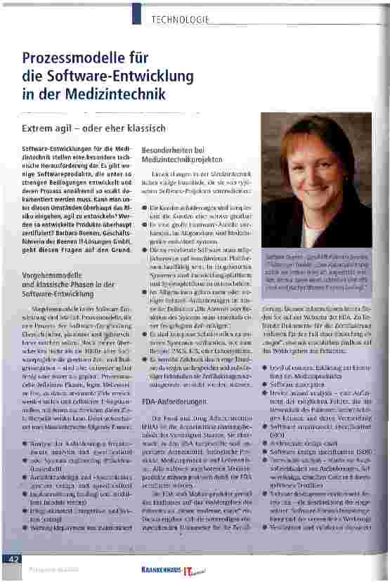 Vorschauseite 1: Prozessmodelle für die Software-Entwicklung in der Medizintechnik