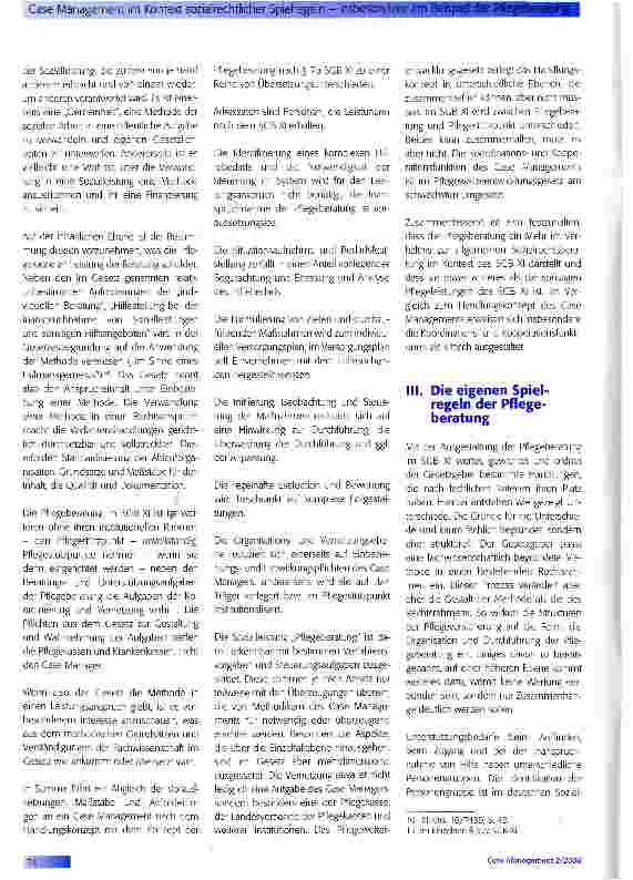 Vorschauseite 3: Case Management im Kontext sozialrechtlicher Spielregeln - insbesondere am Beispiel der Pflegeberatung