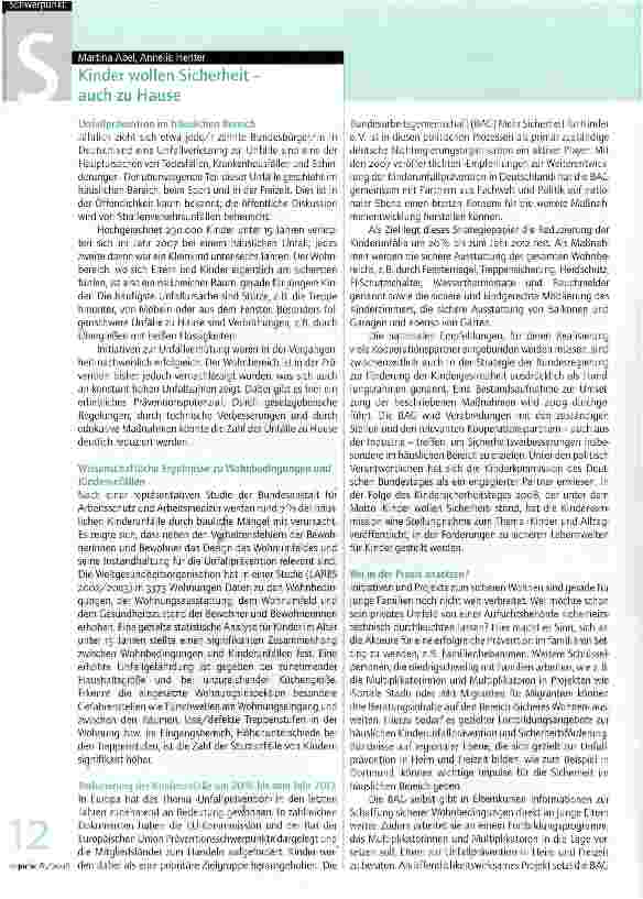 Vorschauseite 1: Kinder wollen Sicherheit auch zu Hause