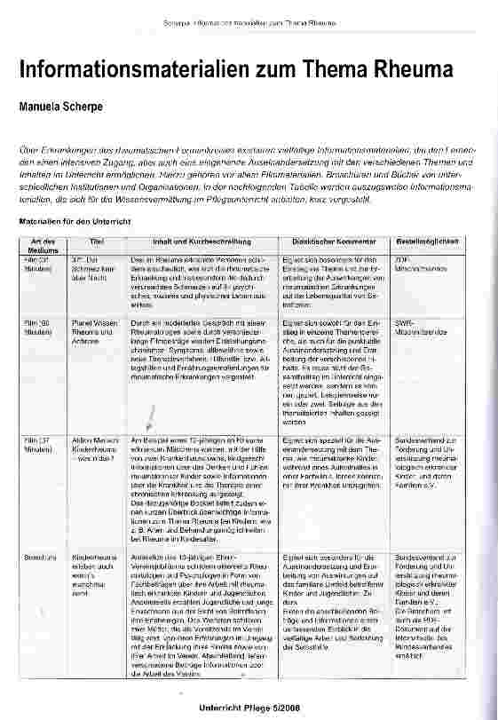 Vorschauseite 1: Informationsmaterialien zum Thema Rheuma
