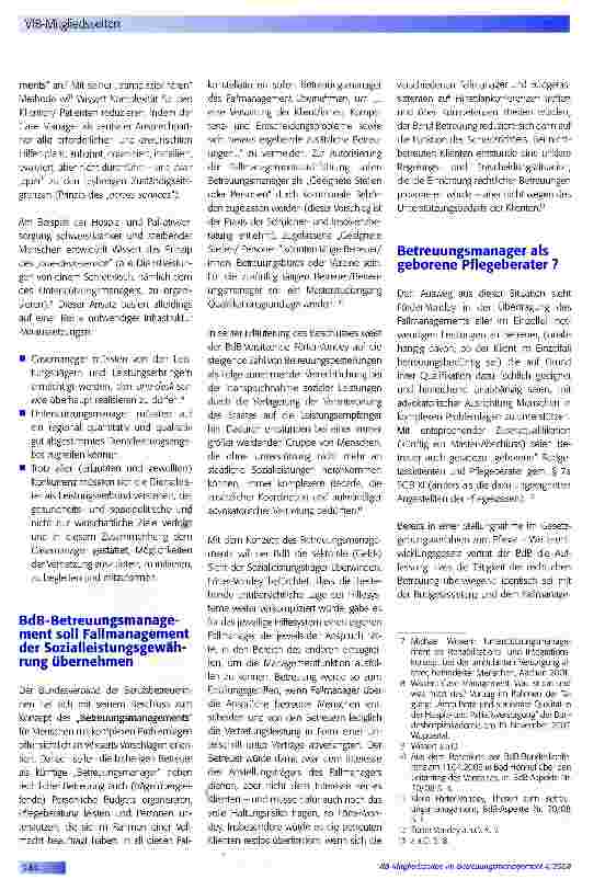 Vorschauseite 3: BdB-Konzept „Betreuungsmanagement geht an der Realität des Sozialstaates vorbei