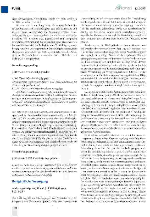 Vorschauseite 2: Dokumentation: Stellungnahme der DKG zu den Formulierungshilfen des BMG für Änderungsanträge zum KHRG