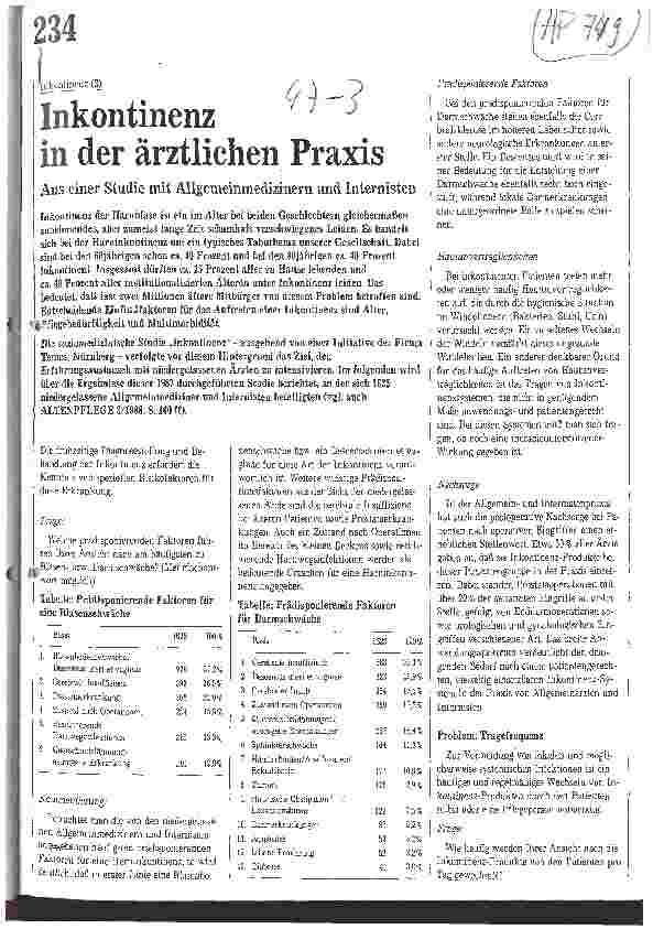 Vorschauseite 1: Inkontinenz in der ärztlichen Praxis