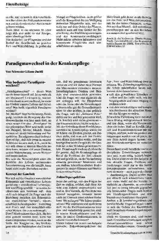 Vorschauseite 1: Paradigmawechsel in der Krankenpflege