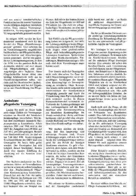 Vorschauseite 2: Möglichkeiten zur Rationalisierung pflegewissenschaftlicher Ansätze aus Sicht der Krankenkasse