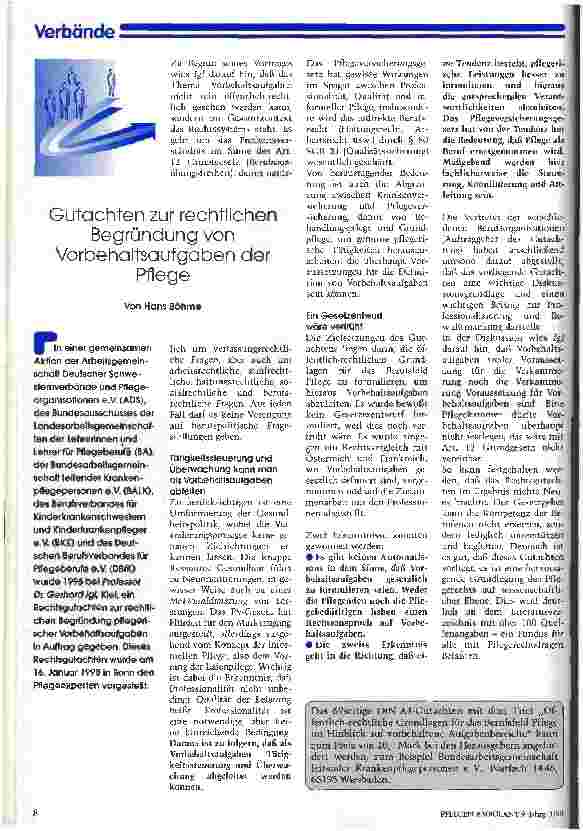 Vorschauseite 1: Gutachten zur rechtlichen Begründung von Vorbehaltsaufgaben der Pflege
