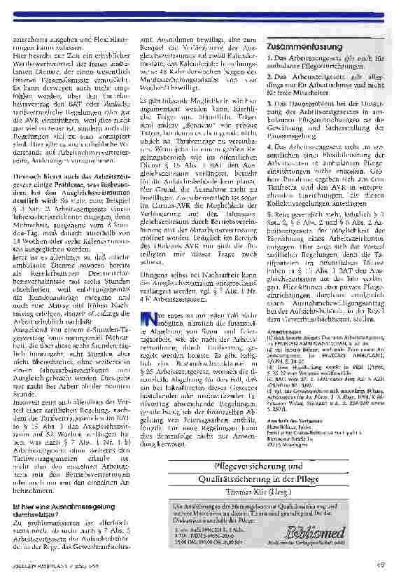 Vorschauseite 4: Was ermöglicht das Arbeitszeitgesetz. .. .. .. .. .bei der flexiblen Gestaltung von Beschäftigungsverhältnissenund Arbeitszeitenin ambulanten Pflegeeinrichtungen