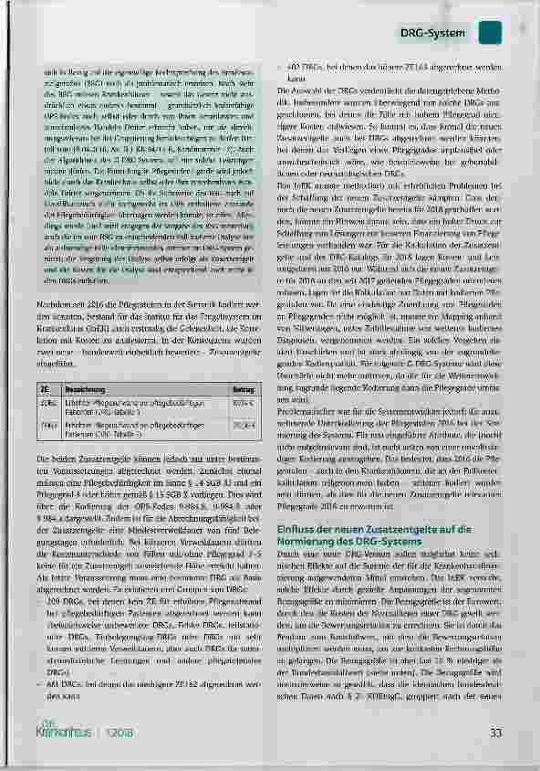 Vorschauseite 2: Die Pflege im G-DRG-System 2018