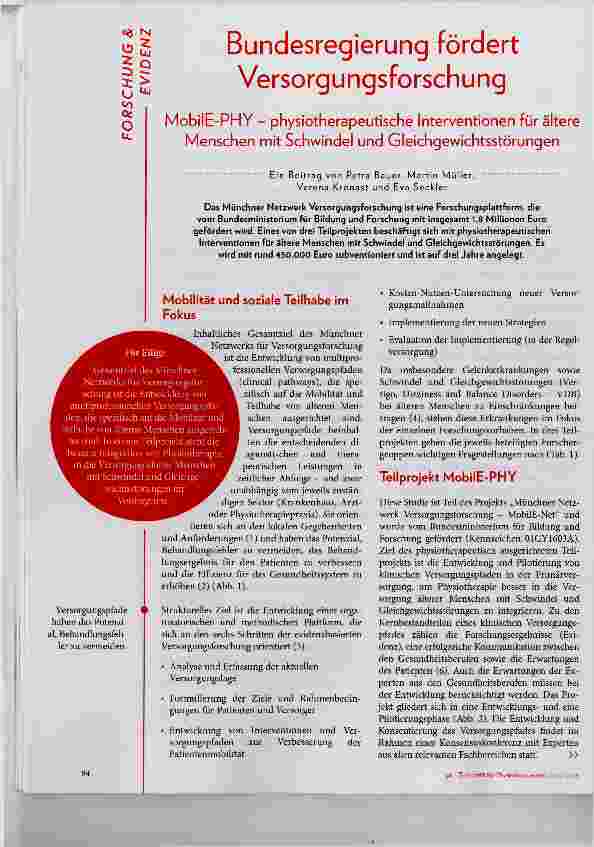 Vorschauseite 1: Bundesregierung fördert Versorgungsforschung