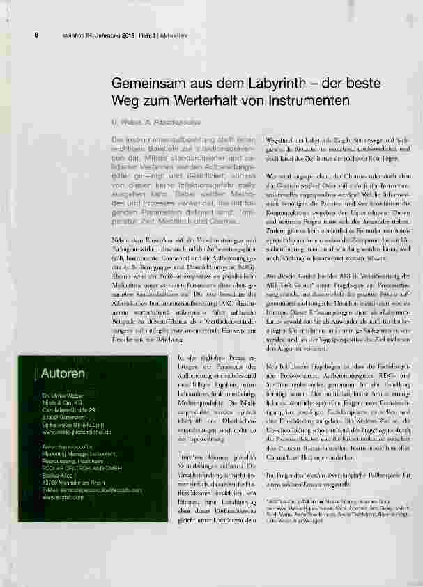 Vorschauseite 1: Gemeinsam aus dem Labyrinth der beste Weg zum Werterhalt von Instrumenten
